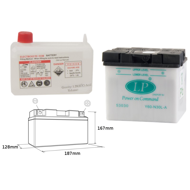 Landport Akumulator Y60-N30L-A 12V 30AH - Elektrolit osobno