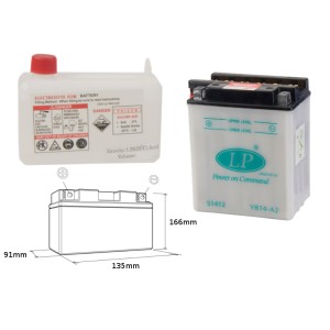 Akumulator YB14-A2 12V 14AH 135X91X167 - Elektrolit osobno