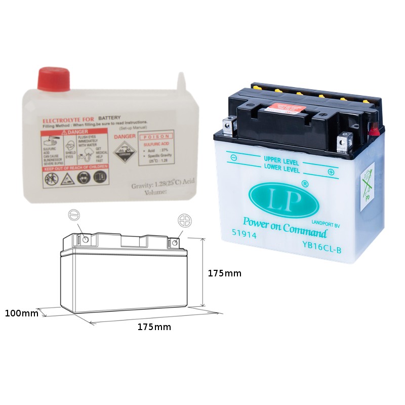 LANDPORT AKUMULATOR YB16CLB (MD LB16CL-B) 12V 19AH - Akumulator do motocykla