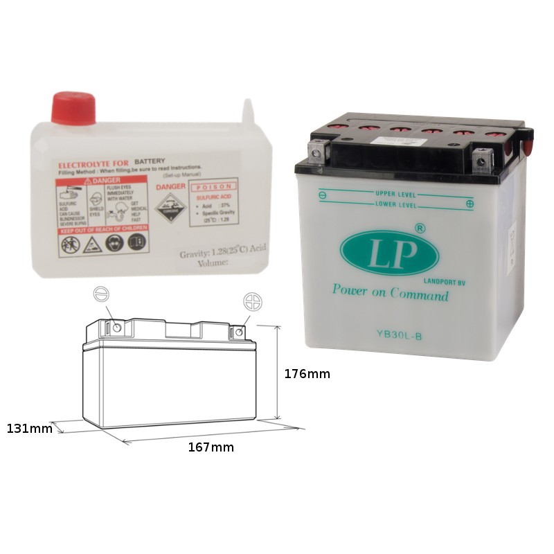 LANDPORT AKUMULATOR YB30L-B (MD LB30L-B) 12V 30AH - do Harley Davidson, Polaris 600/700