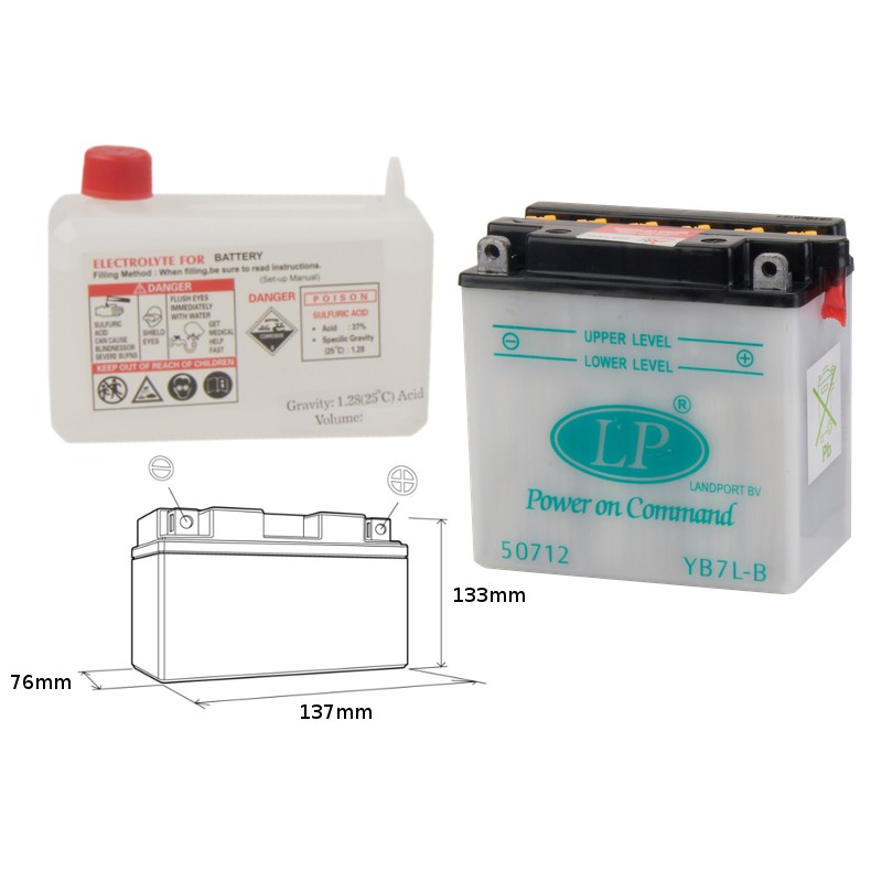 LANDPORT AKUMULATOR YB7L-B 12V 8AH - ELEKTROLIT OSOBNO