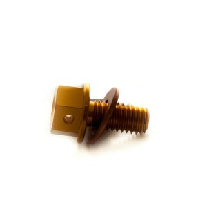 Korek spustowy oleju Kawasaki KXF '19-20 złoty z magnesem