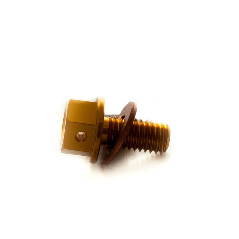 Korek spustowy oleju Kawasaki KXF '19-20 złoty z magnesem