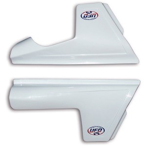 UFO BOCZKI TYLNE KTM 125/250/350/390/420/495 '81-'82 BIAŁE