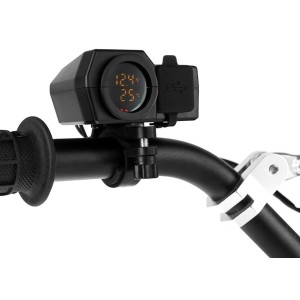 BIKETEC Motocyklowe Podwójne Gniazdo USB Quick Charge 3.0 z Woltomierzem i Wskaźnikiem Temperatury