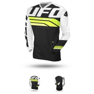 UFO Koszulka Horizon Jersey Cross Czarno-Biała-Żółta Fluo XXXL - Kolekcja 2024