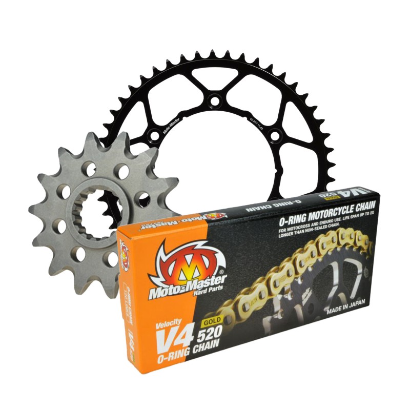 MOTO-MASTER ZESTAW NAPĘDOWY KOMPLETNY KTM/HUSQVARNA/GASGAS 13/50/120 ŁAŃCUCH V4-520G O-RING GOLD - ZŁOTY (MADE IN JAPAN) (M61012