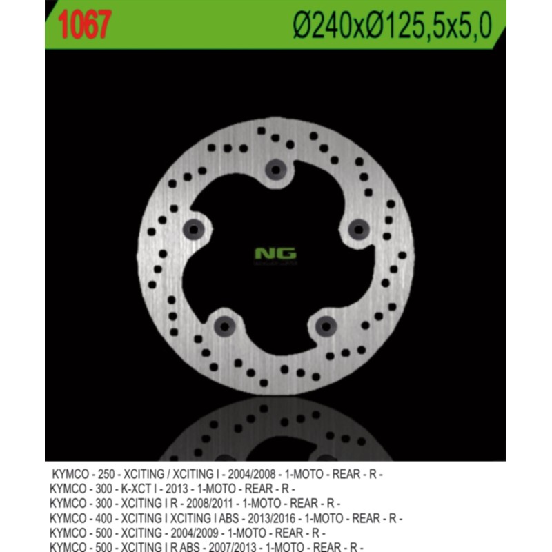 Tarcza hamulcowa tył Kymco Xciting 250/300/500 (240x125,5x5) (5x10,5mm)