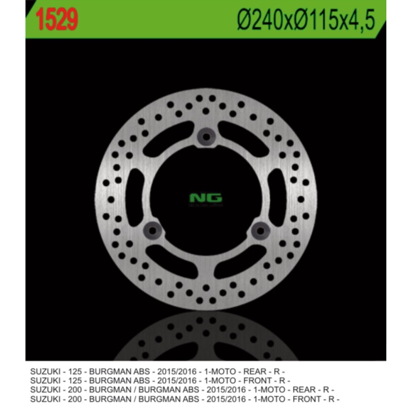 Tarcza hamulcowa przód/tył Suzuki Burgman 125/200 15-16 (240x115x4,5) (3 otwory 10,5mm)