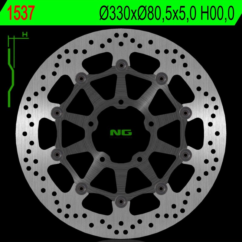 Tarcza hamulcowa przód Kawasaki ZX 10R 16-18 (330x80,5x5) (5x10,5mm)
