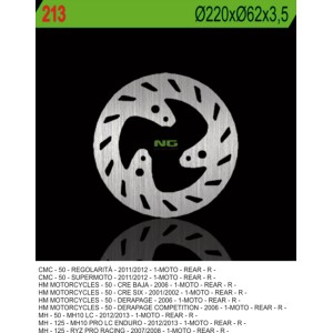 Tarcza hamulcowa NG tył HM50 (CRE50) 01-06 (220X62X3,5) (3X10,5mm)