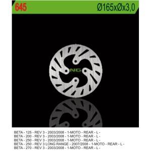 Tarcza hamulcowa tył Beta Rev 3 125/200/250/270 '03-'08 (165x3) (4x10,5mm)