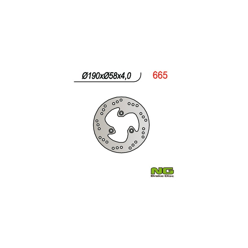 Tarcza hamulcowa tył do skuterów Benelli/Malaguti/Peugeot 50 (190x58x4 / 3,7)