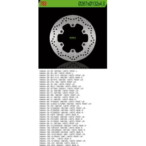 Tarcza hamulcowa przód/tył do Yamaha XJ 600/900, XJR1300, MT01, XV 750/1100 (267X132X4) (6x8,25mm)