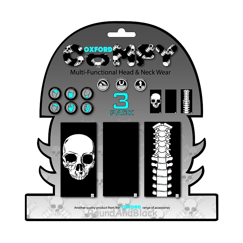 Oxford Kołnierz Wielofunkcyjny Wiatroodporny Comfy 3 Sztuki Kolor Skeleton