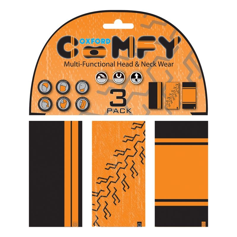 Oxford Kołnierz Wielofunkcyjny Wiatroodporny Comfy HD 3 Sztuki Pomarańczowy/Czarny