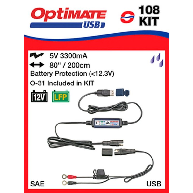 Ładowarka USB OPTIMATE ze złączem SAE 3300mA i złączem O31 (EL)