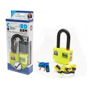 Blokdada tarczy hamulcowej z alarmem 110 dB - żółty kolor, trzpień 14 mm