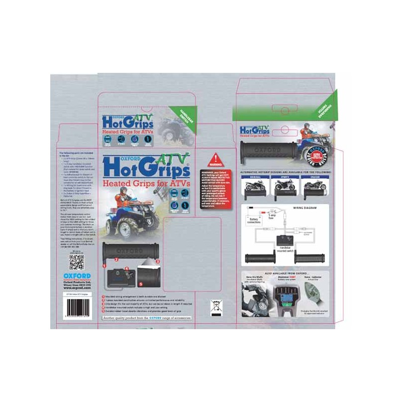 Manetki podgrzewane Oxford Essential ATV/Quad z panelem sterującym do kierownicy 22mm