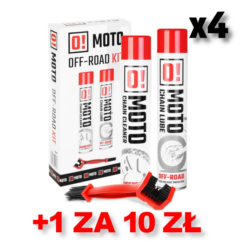 Zestaw 4+1 do czyszczenia i smarowania łańcucha off road O! Chain Care and Protection 2+1 z szczaotką (2 x 750ml)