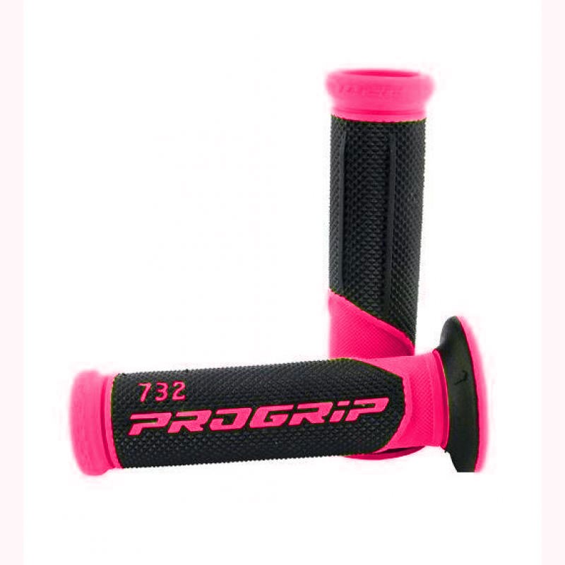 PROGRIP MANETKI PG732 ROAD (22+25MM, DŁ.125MM) KOLOR FUKSJA FLUO/CZARNY (DWUSKŁADNIKOWE)