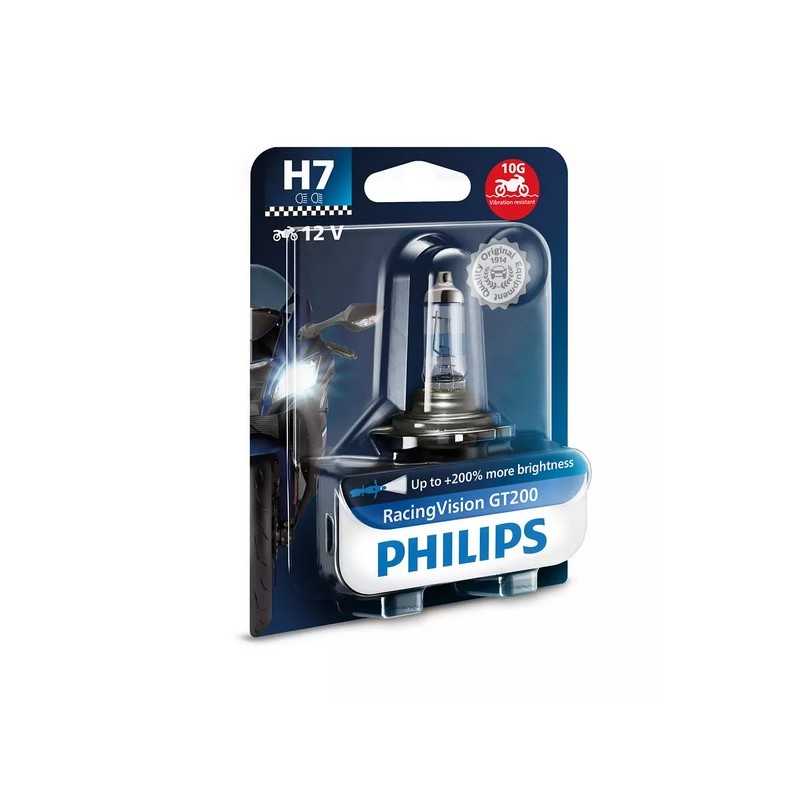 PHILIPS Żarówka Motocyklowa H7 12V 55W Racing Vision Moto +200%