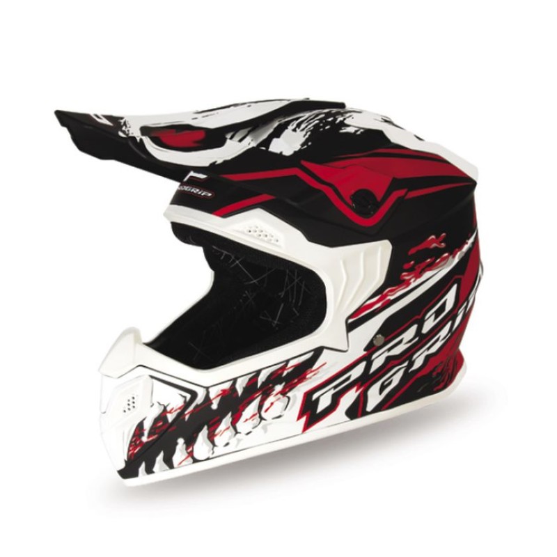 Kask cross dziecięcy Progrip PG3009 Jurassic Junior/Kid biało-czerwono-czarny mat rozmiar L