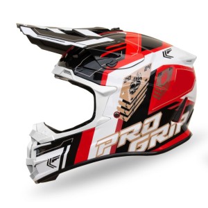 PROGRIP Kask Cross PG3080 Spirits - Czerwony Biały Czarny Rozmiar S