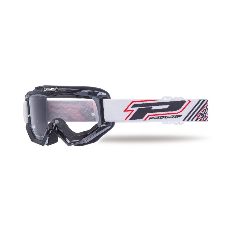 PROGRIP GOGLE PG3201-102 ATZAKI KOLOR CZARNY Z BIAŁYM PASKIEM (SZYBA PG3213 ANTISCRATCH, ANTI UV)