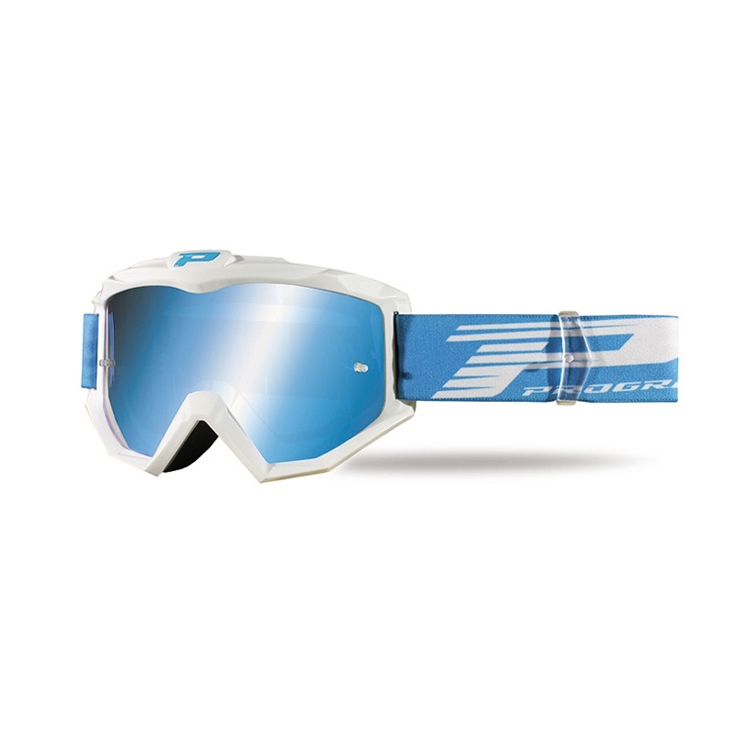 PROGRIP GOGLE PG3201-101 FL ATZAKI KOLOR BIAŁY - Szyba Niebieska Lustrzana