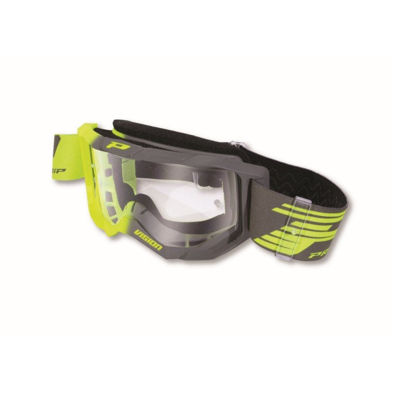 PROGRIP GOGLE PG3300-347 TR VISION ŻÓŁTY FLUO SZARY - Szyba Przezroczysta Antiscratch, No Fog, Anti UV