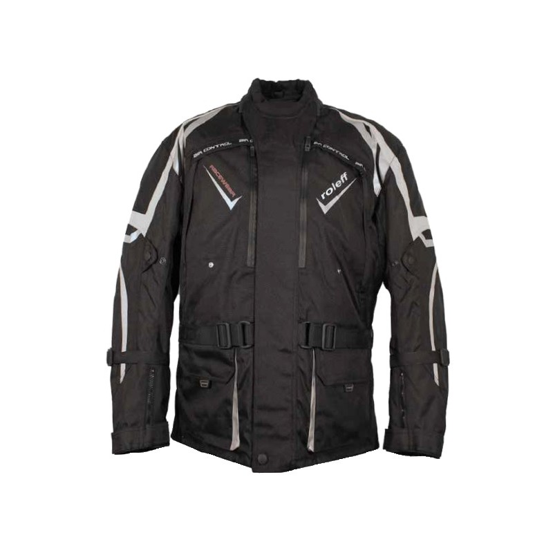 ROLEFF WIELKA PROMOCJA KURTKA TEKSTYLNA DŁUGA Z MEMBRANĄ WIND-TEX I WYPINANĄ PODPINKĄ THERMO MODEL VEVEY KOLOR CZARNY/SREBRNY RO