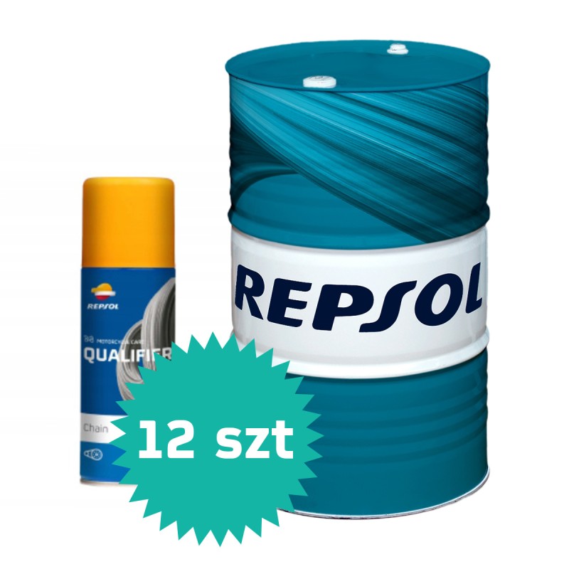 REPSOL PROMOCJA OLEJ SILNIKOWY 4T SMARTER SPORT 10W40 BECZKA 60L, MA2 PÓŁSYNTETYCZNY + KARTON 12 SZTUK SMARU DO ŁAŃCUCHA QUALIFI