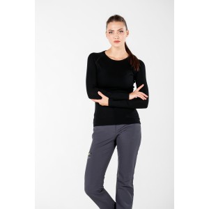 WOOLONA ALIZE Koszulka Termoaktywna Damska z Długim Rękawem - 100% Wełny Merino - Czarny - Rozmiar XL
