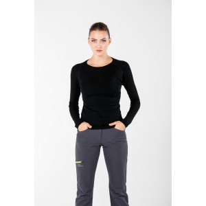 WOOLONA ALIZE Koszulka Termoaktywna Damska z Długim Rękawem - 100% Wełny Merino - Czarny - Rozmiar XL