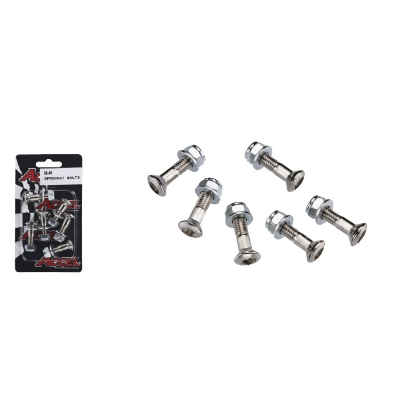 Komplet śrub zębatki tyłnej z nakrętkami (6 szt.) M8x32mm