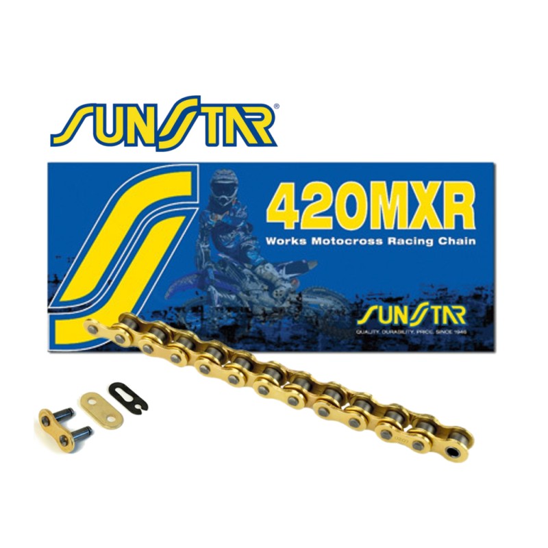 Łańcuch napędowy SUNSTAR 420MXR-130G (420NZ3) MOTOCROSS złoty 150ccm