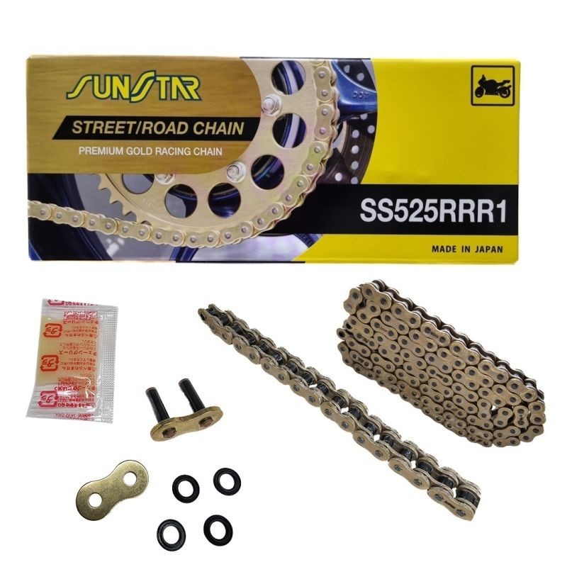 SUNSTAR Łańcuch napędowy 525RRR1-114G (525ZVMXG) - Złoty kolor - Do 1100 ccm