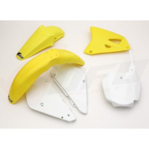 Komplet plastików UFO do Suzuki RM 85 '00-'24 OEM (biały/żółty)
