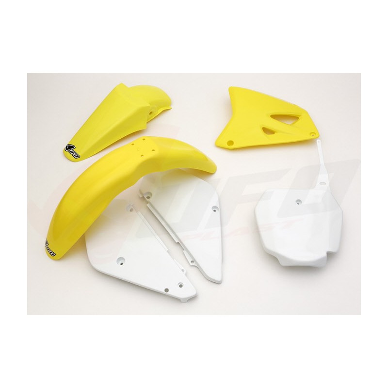Komplet plastików UFO do Suzuki RM 85 '00-'24 OEM (biały/żółty)
