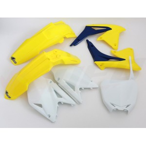 UFO Komplet Plastików Suzuki RMZ 450 '08-'17 Kolor OEM (Żółty/Biały/Niebieski)