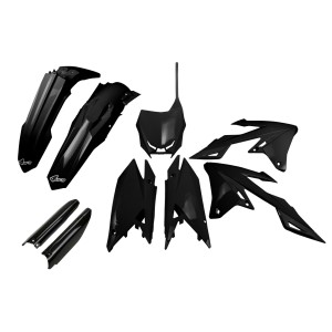UFO Komplet Plastików z Osłonami Teleskopów Suzuki RMZ 250 '19-'25, RMZ 450 '18-'25 - Kolor Czarny