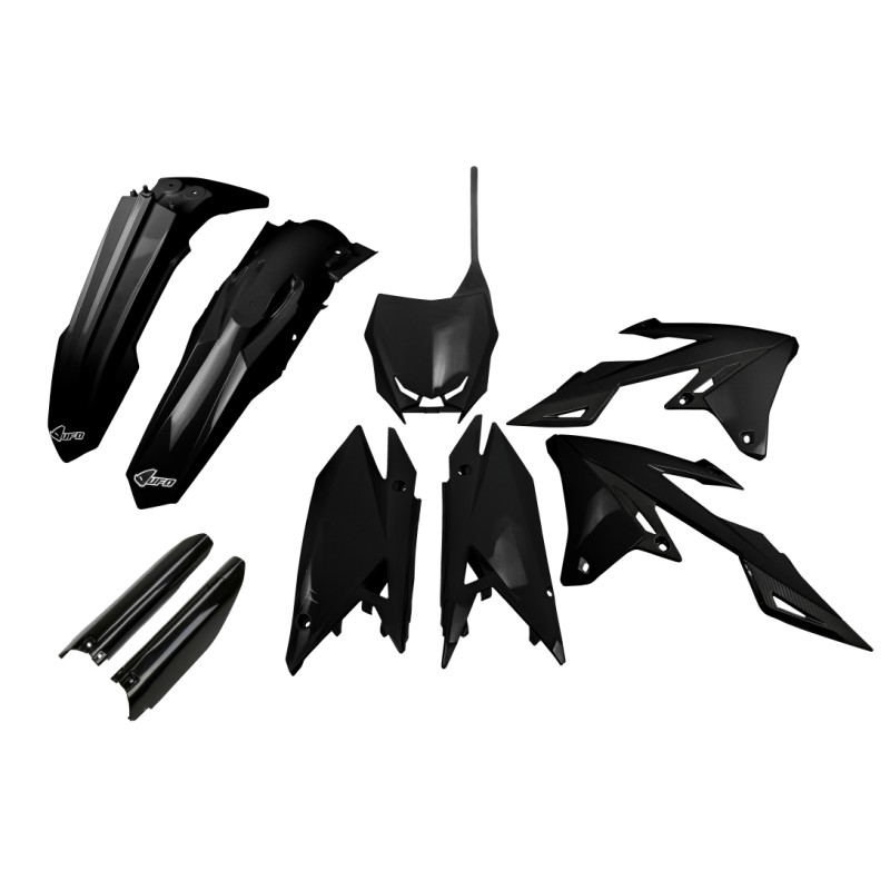 UFO Komplet Plastików z Osłonami Teleskopów Suzuki RMZ 250 '19-'25, RMZ 450 '18-'25 - Kolor Czarny