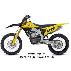 UFO 2025/11 KOMPLET PLASTIKÓW (FULL KIT) Z OSŁONAMI TELESKOPÓW (AMORTYZATORÓW) SUZUKI RMZ 250 '19-'25, RMZ 450 '18-'25 KOLOR