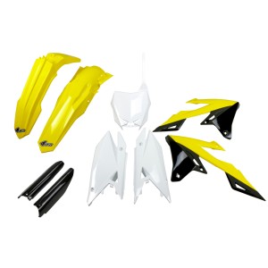 UFO KOMPLET PLASTIKÓW Z OSŁONAMI TELESKOPÓW SUZUKI RMZ 250 '19-'25, RMZ 450 '18-'25 OEM