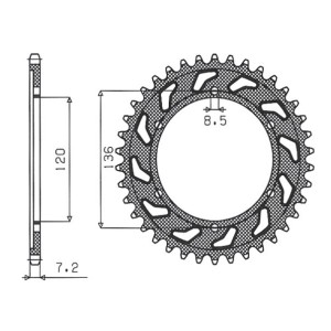 Zębatka tylna 57 zębów do Yamaha TDR 125 '93-'99 (Łańcuch 428) - JTR1847.57
