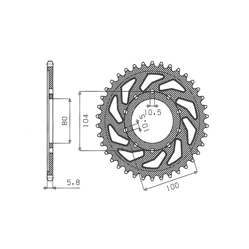 Zębatka tylna 39 zębów Kawasaki ZX6R Z750 (05-13) JTR478.39