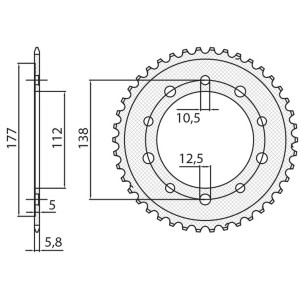 Zębatka tylna 4384 38 Honda CTX 700 DCT '14-'16, NC 700/750 '12-'19, Honda CBF 500 '13-'21