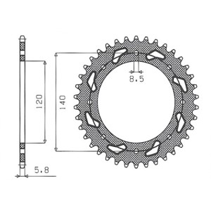 Zębatka tylna do Kawasaki KLE 500 - SUNSTAR 491 46 JTR487.46