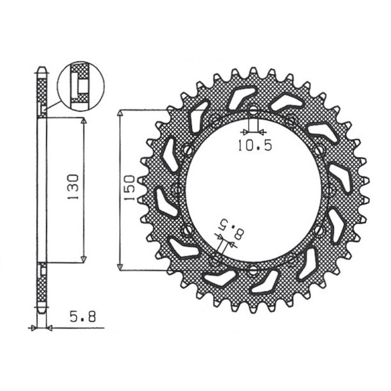 Zębatka tylna SUNSTAR 236 52 / 245 52 do motocykli Honda NX 650 95-01, Yamaha XJ 6 09-15, Yamaha WR 250R '08-'10, Aprilia RX Six